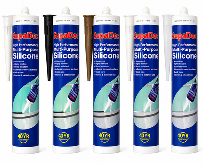 SupaDec Multi Purpose Silicone 300ml, Black, Brown, White & Clear