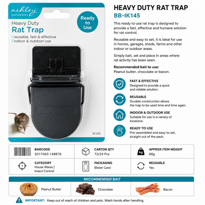 Ashley Heavy Duty Rat Trap – Reusable Indoor & Outdoor Rat Control