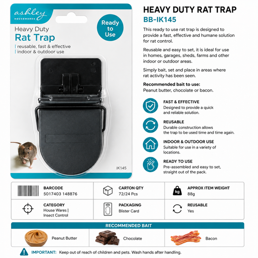 Ashley Heavy Duty Rat Trap – Reusable Indoor & Outdoor Rat Control