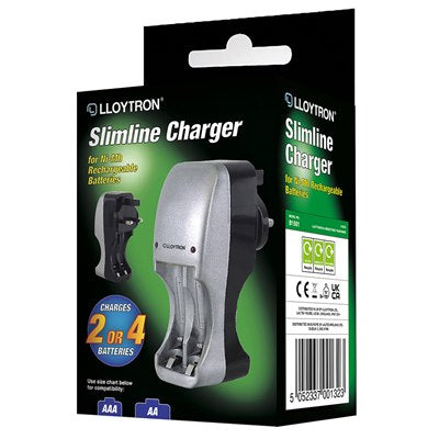 Lloytron Slimline AA/AAA Battery Charger B1501 – NiMH Rechargeable Battery Charger