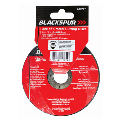 PACK OF 5 115 X 1.2MM METAL CUTTING DISCS