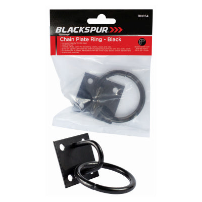 Blackspur Chain Plate Ring Black BB-BH054 – 50mm Weatherproof Tie Down Anchor