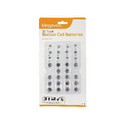 Kingavon 30 Pack Assorted Button Cell Batteries BB-BT132 – AG1, AG3, AG4, AG10, AG12 & AG13