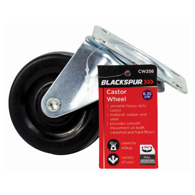 Blackspur 6.35cm Heavy Duty Castor Wheel BB-CW256 – 360° Swivel 40kg Capacity