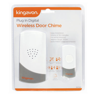 Kingavon Plug-In Digital Wireless Door Chime BB-DC104 – 300m Range & 36 Melodies
