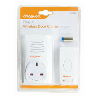 Kingavon Plug-In Wireless Door Chime with Socket BB-DC105 – 100m Range & 38 Melodies