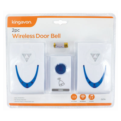 Kingavon 2PC Wireless Door Bell BB-DC110 – Twin Receiver Doorbell 80m Range & 38 Melodies