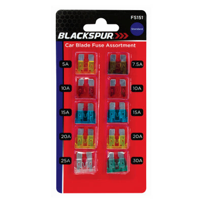 Blackspur Car Blade Fuse Assortment BB-FS151 – 10PC 5A to 30A Automotive Fuse Set