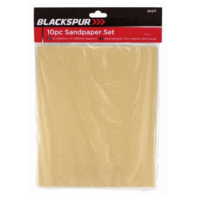 Blackspur 10PC SANDPAPER SET - ASSORTED GRITS