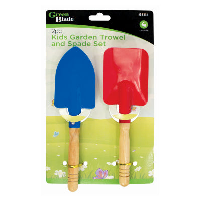 2PC Kids Garden Trowel & Spade Set – Wooden Handles – BB-GS114