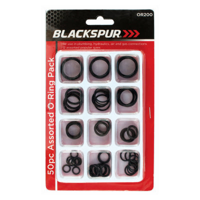 Blackspur 50PC Assorted O-Ring Pack BB-OR200 – 12 Sizes for Plumbing, Hydraulics, Air & Gas