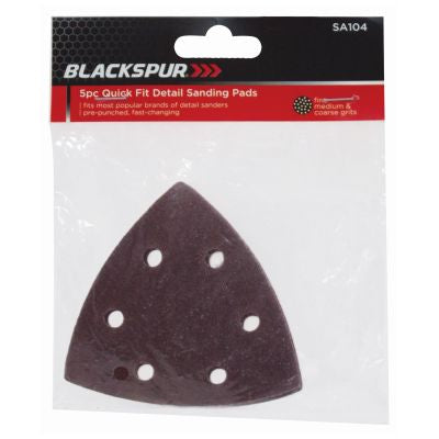 Blackspur 5PC Quick Fit Detail Sanding Pads BB-SA104 – Fine, Medium & Coarse Sander Sheets