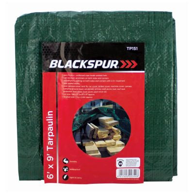 Blackspur 6' x 9' Green Tarpaulin BB-TP151 – Waterproof 70gsm Heavy Duty Cover