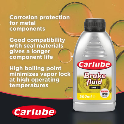Carlube DOT 3 Brake Fluid 500ml BRF050 – High Quality Automotive Brake Fluid