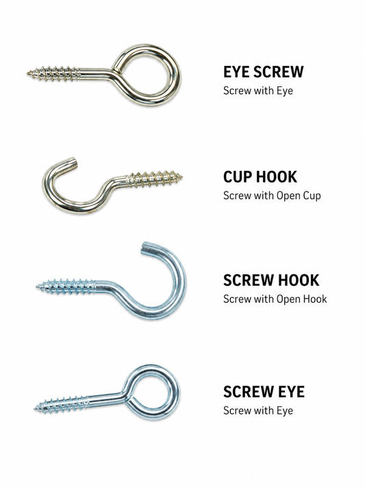 Vine Eyes & Screw Hooks Zinc