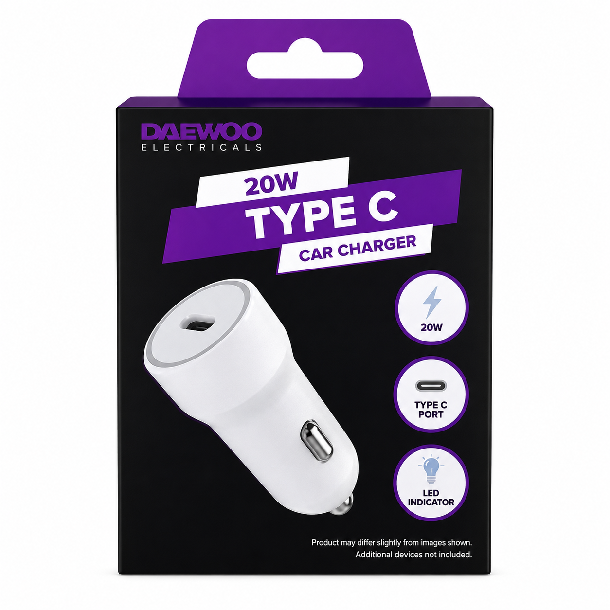 Daewoo 20W USB-C Car Charger ELA1412 – Smart Charge In-Car Adapter