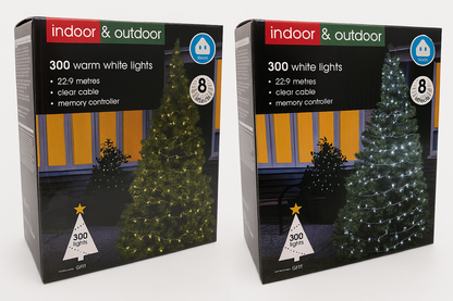 300 LED Indoor & Outdoor Lights – 8 Effects with Memory Controller, 22.9 metres, Colour Options