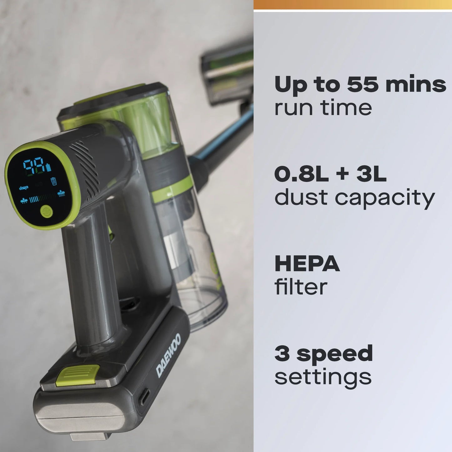 Daewoo Cyclone Freedom Cordless Vacuum Cleaner with Auto Empty System & Charging Station