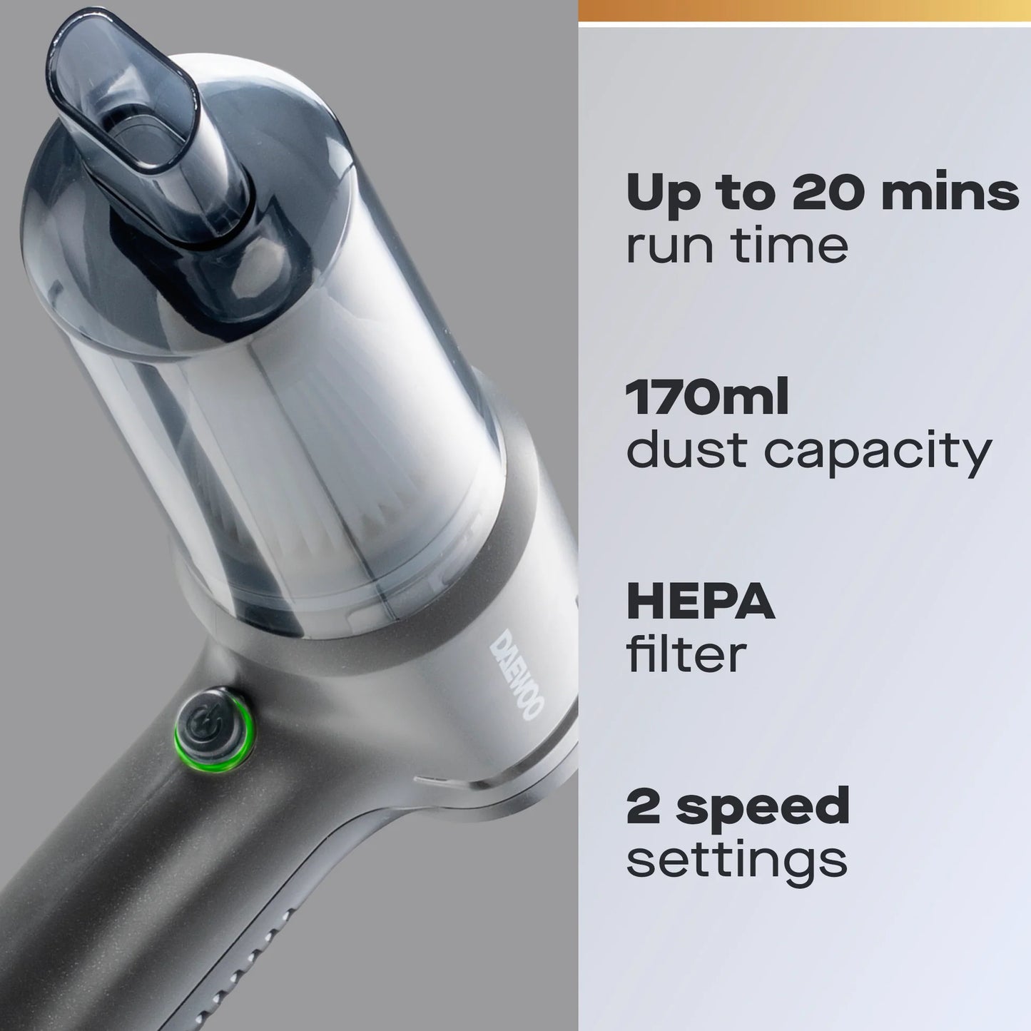 Daewoo Cyclone Freedom Cordless Handheld Car Detailing Vacuum Cleaner