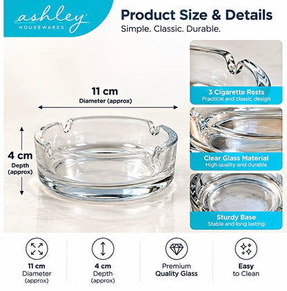 Ashley Housewares Glass Ash Tray 11cm