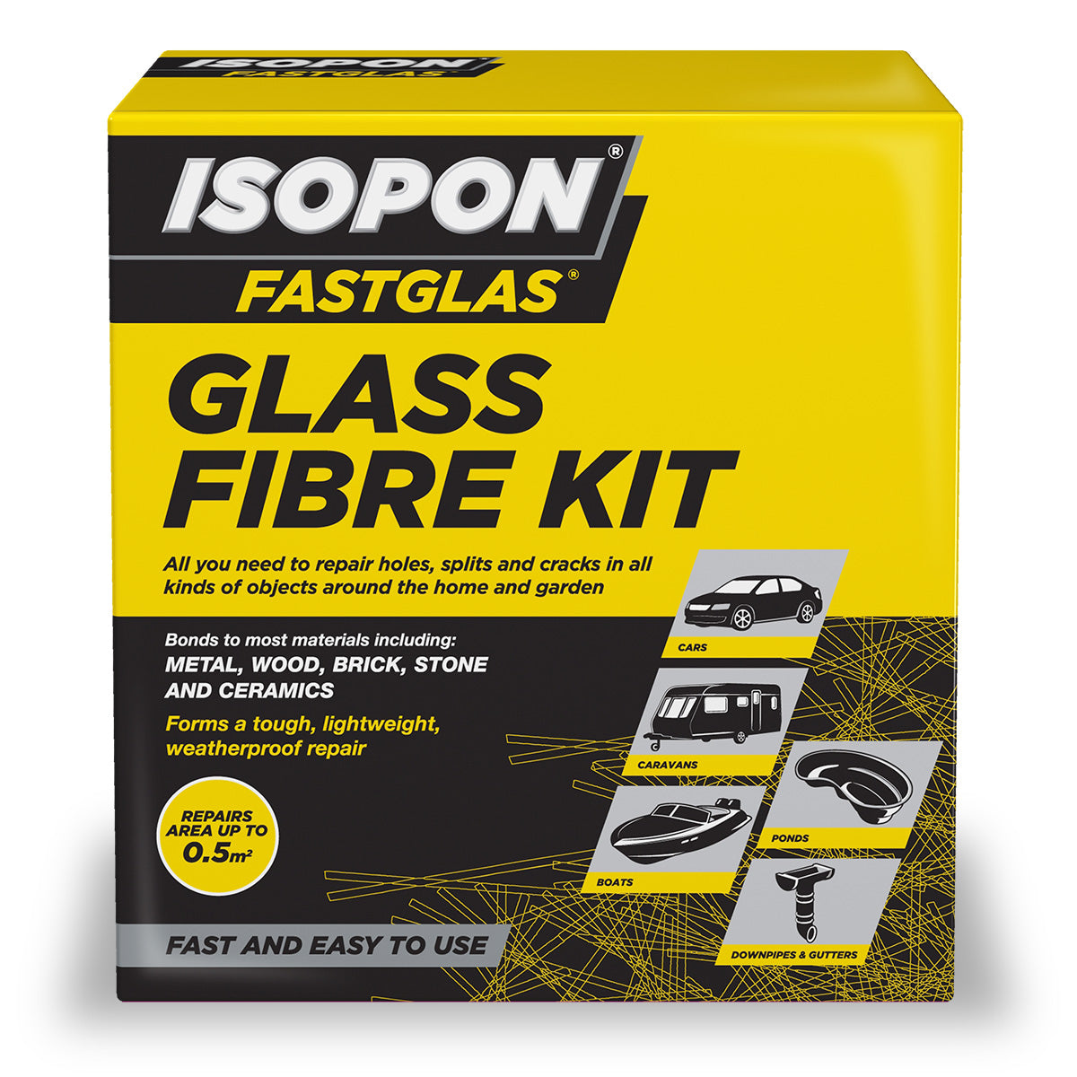 U-POL Isopon Fastglas Large Glass Fibre Repair Kit – GRP Fibreglass Repair Kit