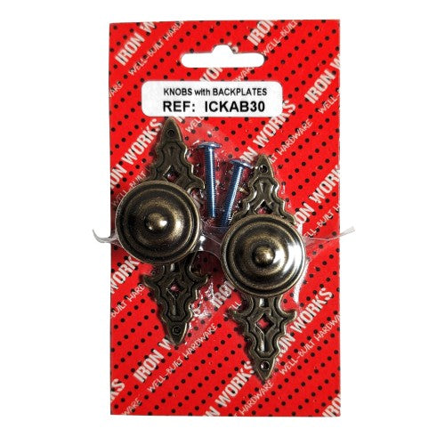 Cupboard Knob Antique With Backplate 30mm