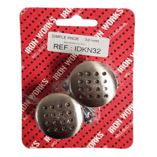 Dimple Knob Brushed Nickel 32mm