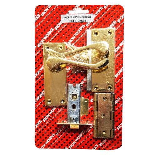 Door Kit Scroll Latch Victorian Brassed