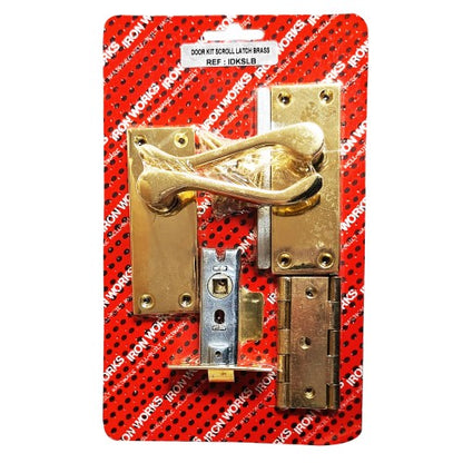 Door Kit Scroll Latch Victorian Brassed