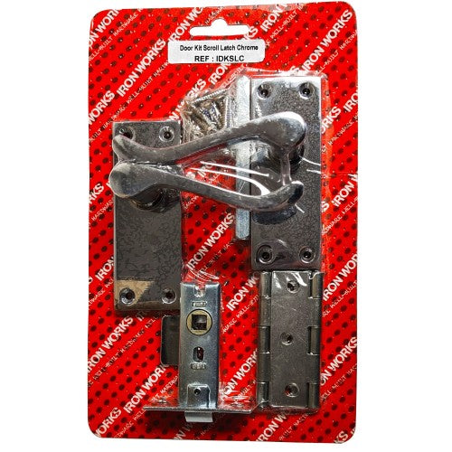 Door Kit Scroll Latch Victorian Chrome