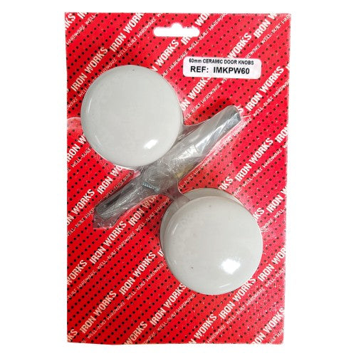 Mortice Knobs Porcelain White 60mm