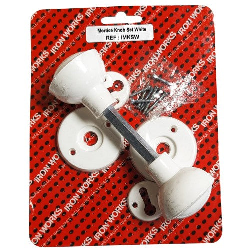 Plastic Mortice Knob Set White