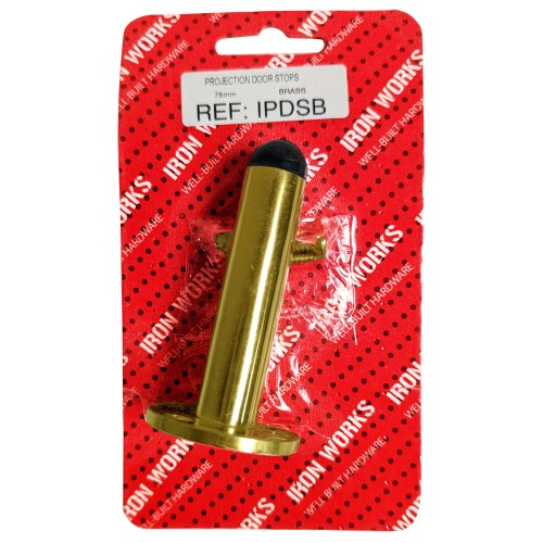 Projection Door Stop 75mm Brassed