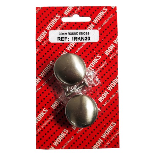 Round Knobs Brushed Nickel 30mm