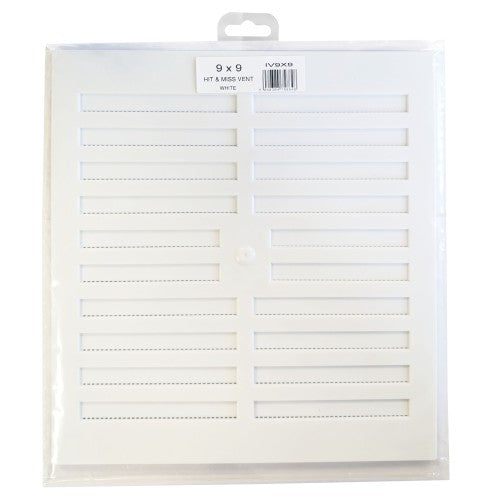 9 x 9 Hit & Miss Vent White Plastic