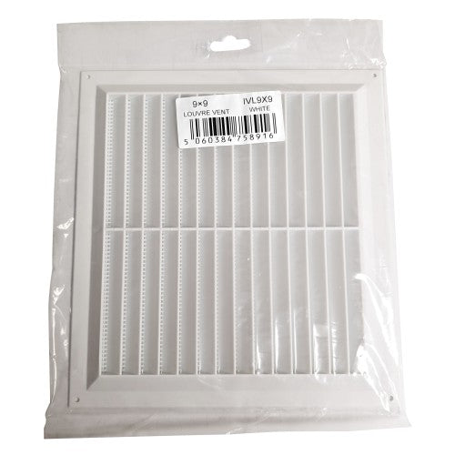 9 x 9 Louvre Vent White Plastic