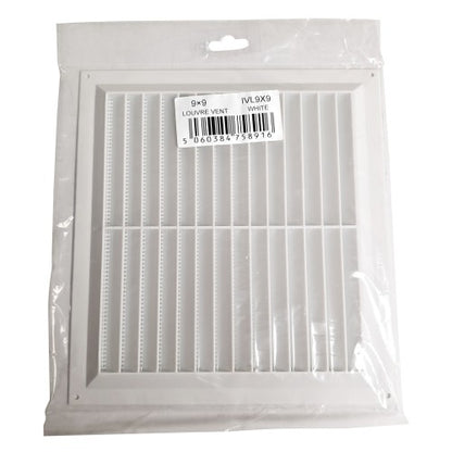 9 x 9 Louvre Vent White Plastic