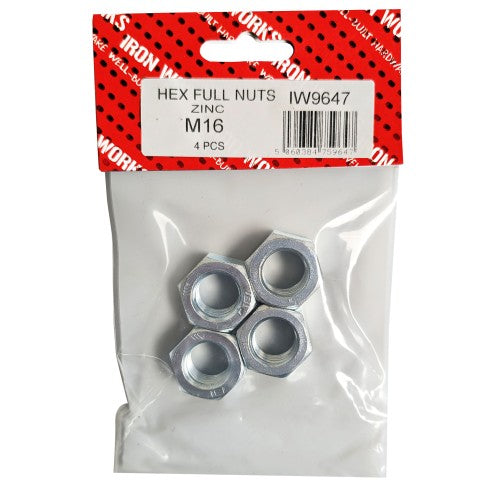 M16 Full Nuts Zinc