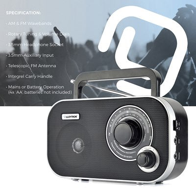 Lloytron 2 Band 'Calypso' AC/DC Portable Radio - Black