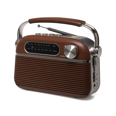 Lloytron 2 Band 'Vintage' Rechargeable Portable Radio + MusicStream - DARK OAK