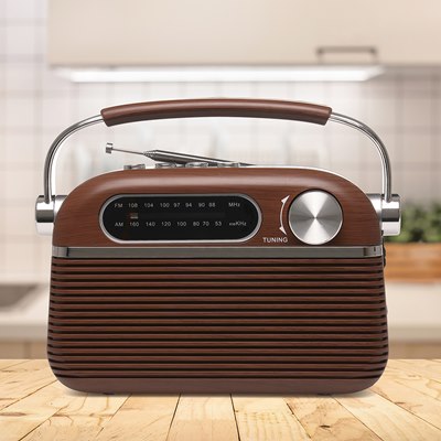 Lloytron 2 Band 'Vintage' Rechargeable Portable Radio + MusicStream - DARK OAK