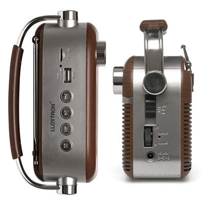 Lloytron 2 Band 'Vintage' Rechargeable Portable Radio + MusicStream - DARK OAK