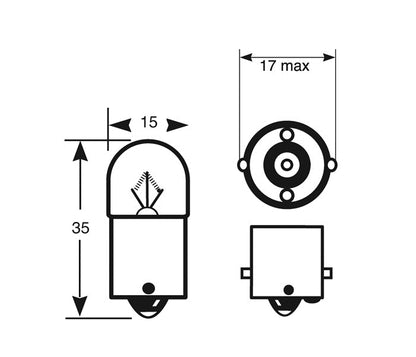Ring R5W / R207 12V 5W Side &amp; Tail Bulb – BA15s Automotive Bulb pK of 2