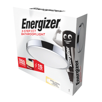 Energizer 15W LED 300mm IP20 Ceiling Light Chrome CCT 2700K/4000K/6000K