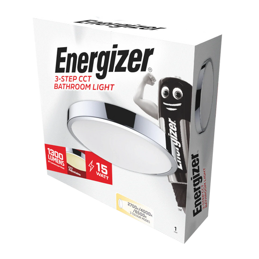Energizer 15W LED 300mm IP20 Ceiling Light Chrome CCT 2700K/4000K/6000K