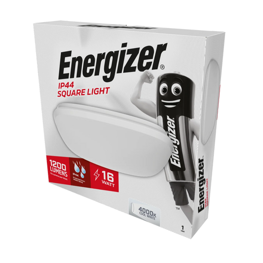 Energizer 11.5W LED 250mm IP44 Square Ceiling Light - Cool White 4000K