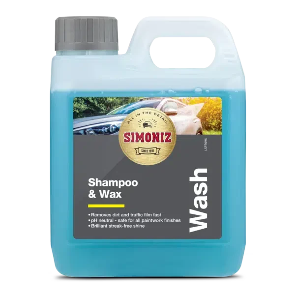 Simoniz Shampoo &amp; Wax 1 Litre – pH Neutral Car Shampoo with Carnauba Wax