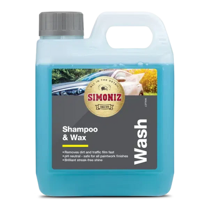 Simoniz Shampoo &amp; Wax 1 Litre – pH Neutral Car Shampoo with Carnauba Wax