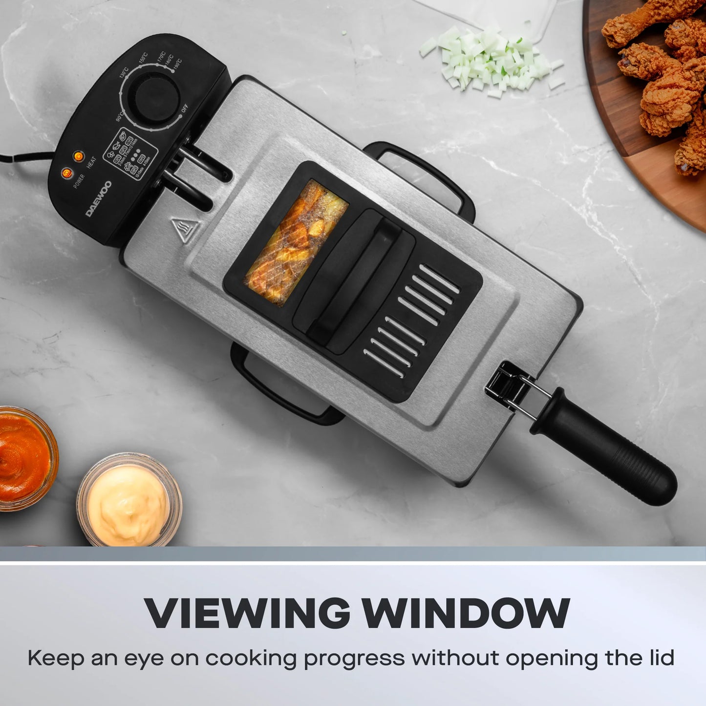 Daewoo 3L Deep Fat Fryer 2000W SDA1550GE – Adjustable Temperature Stainless Steel Fryer