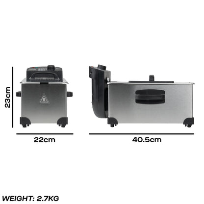 Daewoo 3L Deep Fat Fryer 2000W SDA1550GE – Adjustable Temperature Stainless Steel Fryer
